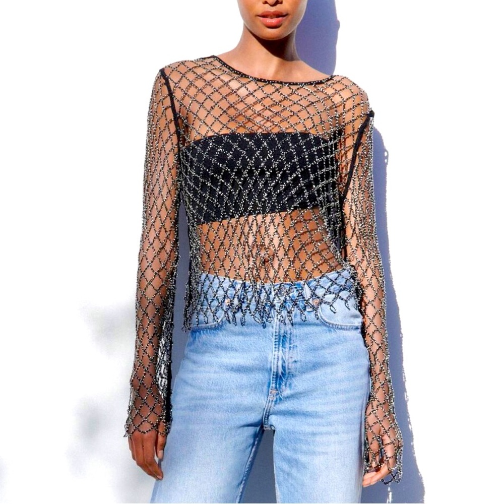 Zara Rhinestone Mesh top :)